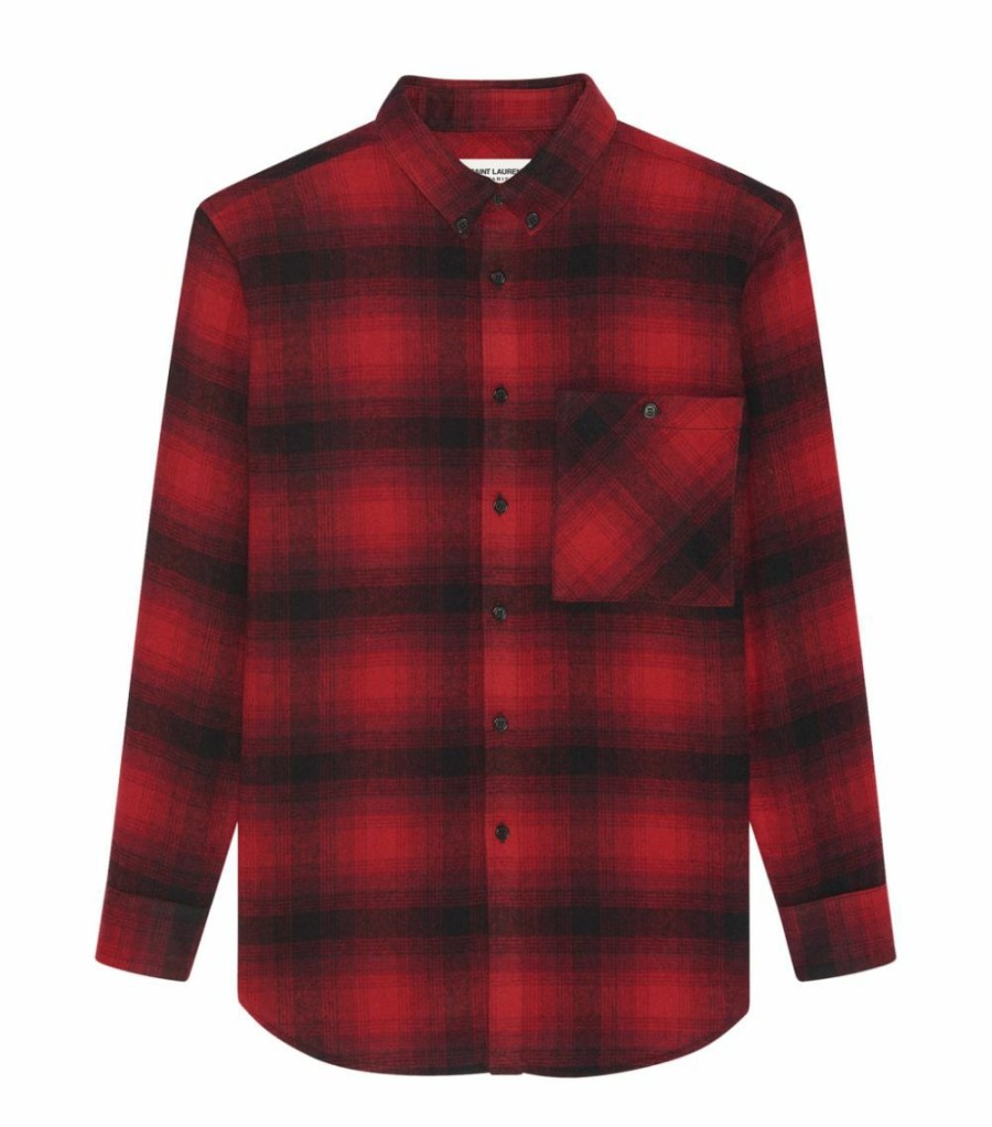 Men * | Promo Saint Laurent Oversized Check Shirt 6463 Casual Shirts