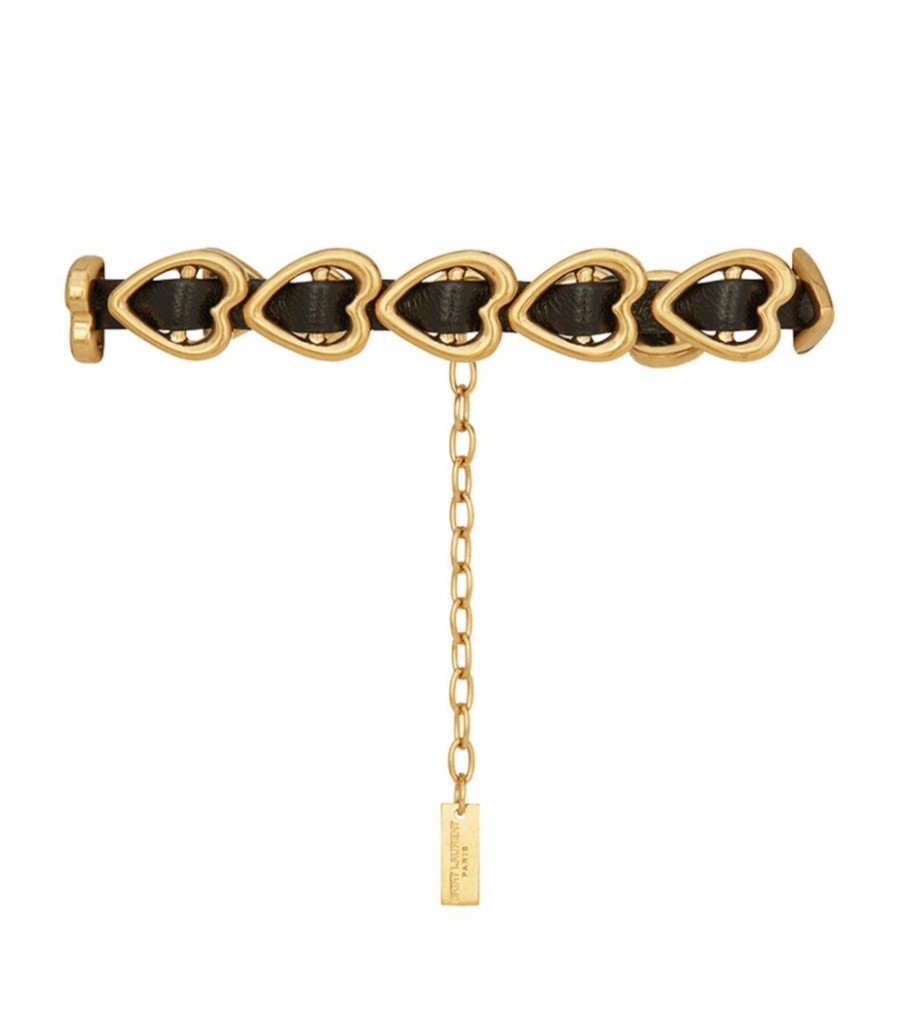 Jewellery & Watches * | Discount Saint Laurent Leather Heart Bracelet 1000 Bracelets