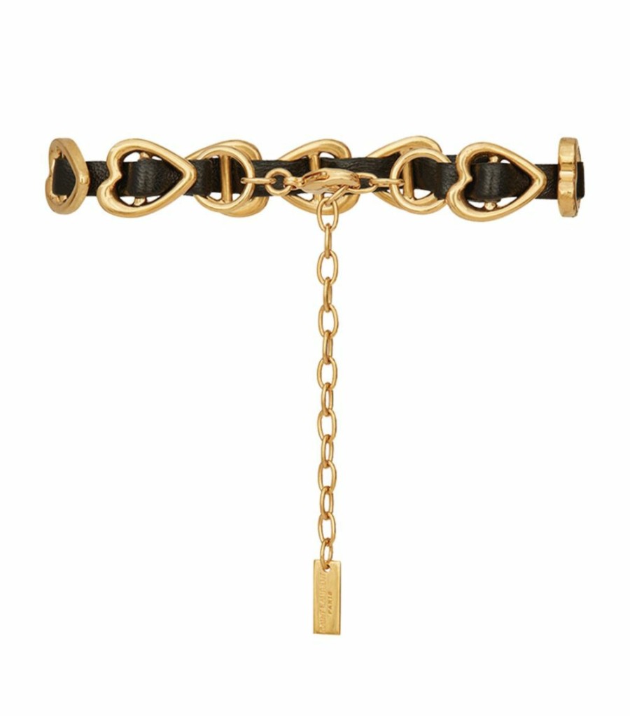 Jewellery & Watches * | Discount Saint Laurent Leather Heart Bracelet 1000 Bracelets