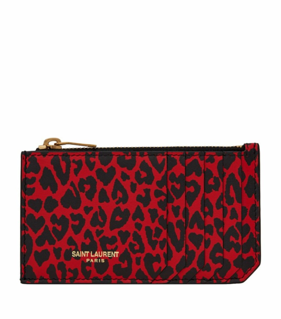 Women * | Budget Saint Laurent Monogram Leopard Card Holder 6561 Card Holders