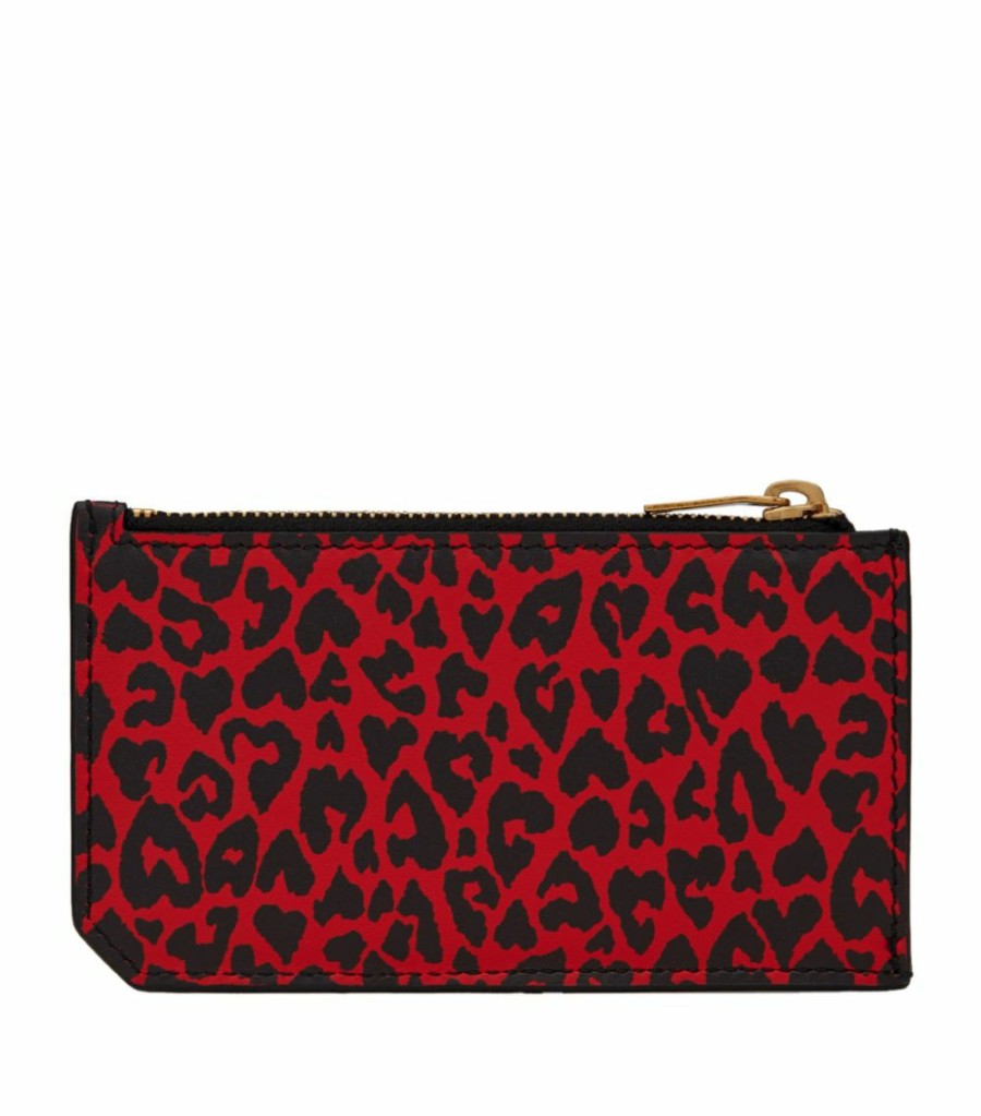 Women * | Budget Saint Laurent Monogram Leopard Card Holder 6561 Card Holders