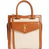 Women * | Deals Saint Laurent Baby Uptown Canvas And Leather Tote Bag 9380 Tote Bags